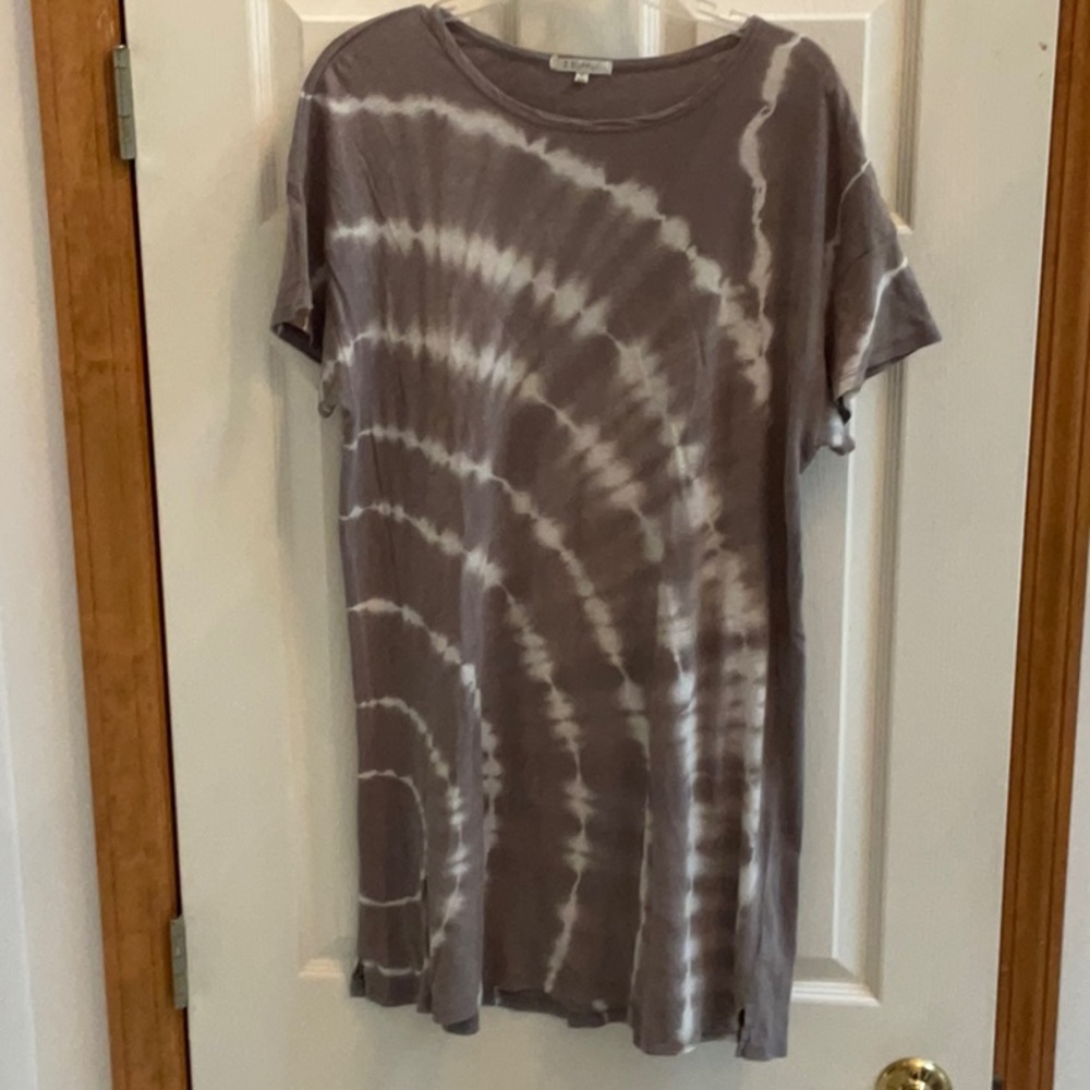 Z Supply Launa Swirl Tie-Dye Short Sleeve Gray Jersey T- Shirt Dress -Size Small